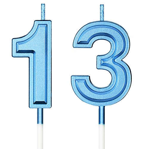 13. Geburtstag Kerzen Kuchen Nummer Kerzen Alles Gute zum Geburtstag Kuchen Topper Dekorationen für Geburtstag Hochzeit Jahrestag Feier Zubehör (Blau) von BBTO