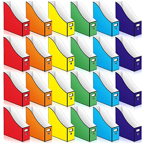 24 Stück Zeitschriftenhalter, Schreibtischordner, mehrfarbig, Dokumente, Zeitschriften, Aufbewahrungsbox, Pappordner, Mülleimer für Schule, Büro, Arbeitsbedarf, 26,7 x 26,9 x 8,9 cm (schwarzer Rand) 24 Stück Zeitschriftenhalter, Schreibtischordner, mehrfarbig, Dokumente, Zeitschriften, Aufbewahrungsbox, Pappordner, Mülleimer für Schule, Büro, Arbeitsbedarf, 26,7 x 26,9 x 8,9 cm (schwarzer Rand) von BBTO
