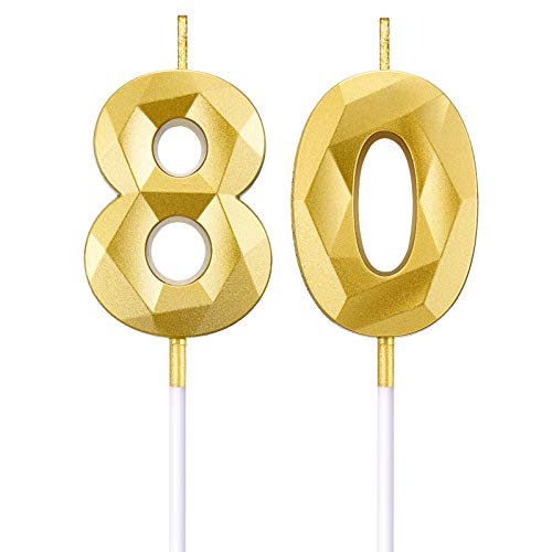 BBTO 80. Geburtstag Zahlen Kerzen, Gold, 2 Stück, 5 cm, unparfümiert, modern, numerical, unisex, Dekoration, Feier, Ungiftig, Kerze, Ganzjährig BBTO 80. Geburtstag Zahlen Kerzen, Gold, 2 Stück, 5 cm, unparfümiert, modern, numerical, unisex, Dekoration, Feier, Ungiftig, Kerze, Ganzjährig von BBTO