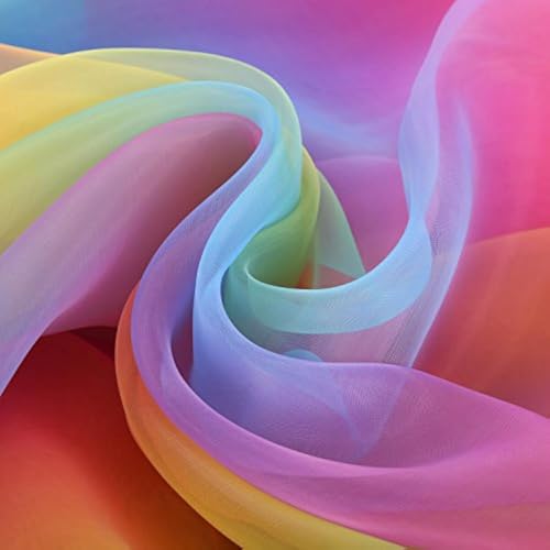 16 Fuß x 54 Zoll Regenbogen Organza Mehrfarbige Voile Kleid Stoff Phantasie Kostüme Dekorationen 16 Fuß x 54 Zoll Regenbogen Organza Mehrfarbige Voile Kleid Stoff Phantasie Kostüme Dekorationen von BBTO