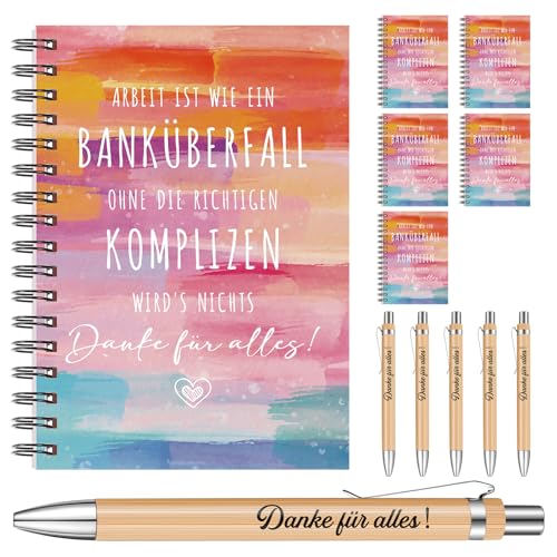 BBTO 6 Sets Dankeschön Geschenke für Kollegen Team Mitarbeiter 6 A6 Spiralblock 6 Kugelschreiber aus Holz Druckkugelschreiber mit Gravur Danke für Alles Inspirierendes Notizbuch für Büro Arbeit BBTO 6 Sets Dankeschön Geschenke für Kollegen Team Mitarbeiter 6 A6 Spiralblock 6 Kugelschreiber aus Holz Druckkugelschreiber mit Gravur Danke für Alles Inspirierendes Notizbuch für Büro Arbeit von BBTO