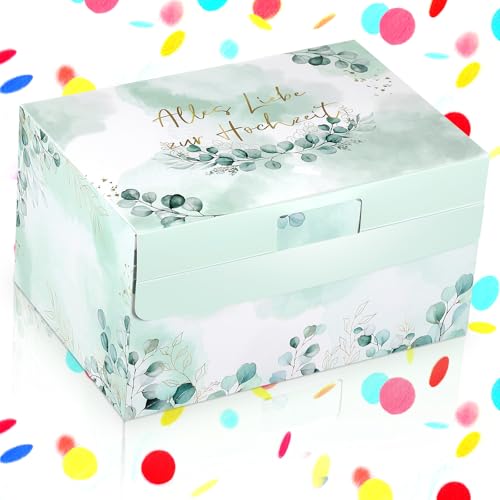 BBTO Hochzeit Überraschungsbox Set inklusive Geldgeschenke Alles Liebe zur Hochzeit Konfetti Bast Hochzeitsgeschenke für Brautpaar Geldgeschenke Verpackung von BBTO