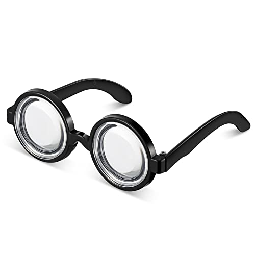 Nerd Brille mit Klaren Linsen Retro Schwarze Zauberer Brille Streber Runde Kostüm Brille Dicke Lustige Idioten Brille für Party Scherz Erwachsene von BBTO