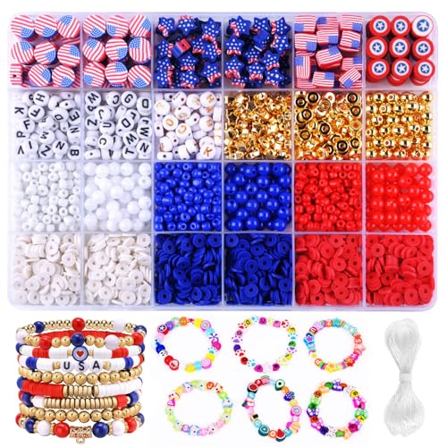 President's Independence Day Polymer 2480pcs Clay Beads Charms Friendship Bracelet Necklace Earring Jewelry Making Kit, Accessories for Arts Crafts DIY Birthday Gifts for Girls Children American Flag President's Independence Day Polymer 2480pcs Clay Beads Charms Friendship Bracelet Necklace Earring Jewelry Making Kit, Accessories for Arts Crafts DIY Birthday Gifts for Girls Children American Flag von BBita