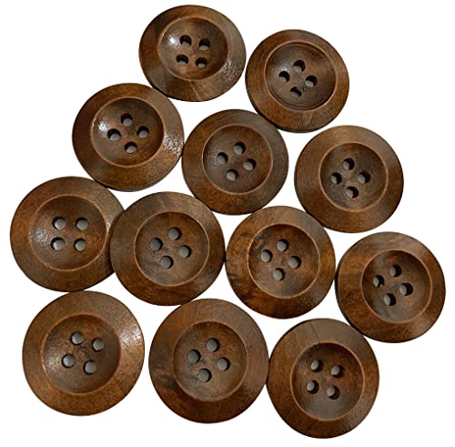 15 Klassische strukturierte Holzknöpfe 25mm (Braun-25mm) von BBly