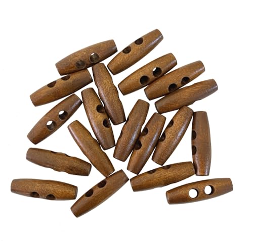 Knebelknöpfe aus Holz, 4 cm, braun, zum Nähen, Stricken, Aran, Dufflecoat, 40 mm, 20 Stück von BBLY