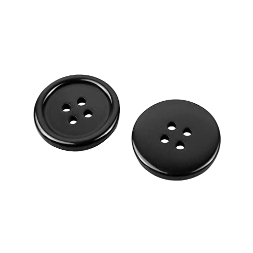 Knöpfe Schwarz 25mm, 4 Löcher, Schwarz, 25 mm, 20 Stück, 20 Stück (Schwarz-25mm) von BBly