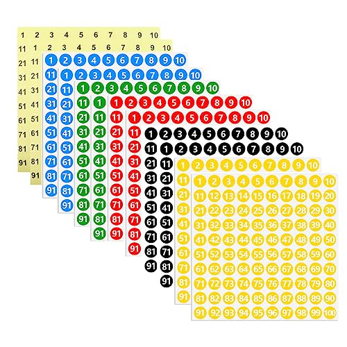 BCBF 1200 Stück Rund Zahlen Aufkleber, 1-100 Nummern Aufkleber, Zahlenaufkleber, Aufkleber,Aufkleber Zahlen,Number Stickers, Aufkleber Nummern Sticker, Klebezahlen Für Aufbewahrungsboxen von BCBF