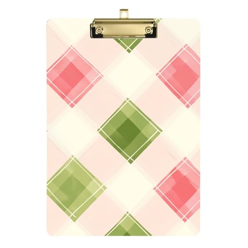 Buffaloo Klemmbrett, kariert, A4, Ergotherapie, Standardloch für personalisierte Klemmbretter für Lehrer, Gold, 22,9 x 30,5 cm, Rosa und Grün von BCFHRGT