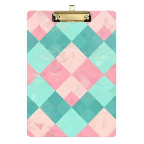 Klemmbrett, kariert, A4, niedliches Klemmbrett, transparent, für Schüler, Mädchen, Kinder, Lehrer, Klemmbrett, Gold, 22,9 x 30,5 cm von BCFHRGT