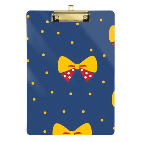 Klemmbrett für Damen, gepunktet und Schleife, A4, Hartpappe für Klassenzimmer, für Lehrer, High School, Gold, 22,9 x 30,5 cm von BCFHRGT