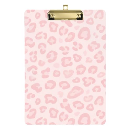 Klemmbrett mit Leopardenmuster, A4, gepolstert, transparent, für Lehrer im ersten Jahr, 22,9 x 30,5 cm, goldfarben von BCFHRGT