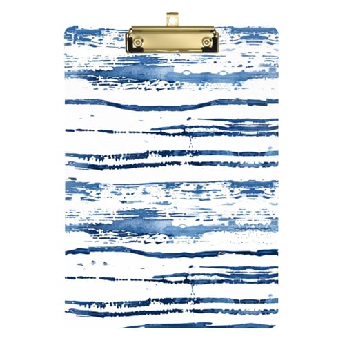 Klemmbrett mit horizontalen Streifen, A4, Anästhesie, Standardloch für Hausaufgaben, Pädiatrie, Gold, 22,9 x 30,5 cm, Blau und Weiß von BCFHRGT