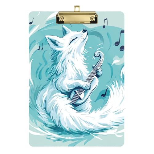 White Fox Play Music Blue A4 Krankenhaus-Klemmbrett, wasserdicht, für Hausaufgaben, pädiatrisch, Gold, 22,9 x 30,5 cm von BCFHRGT