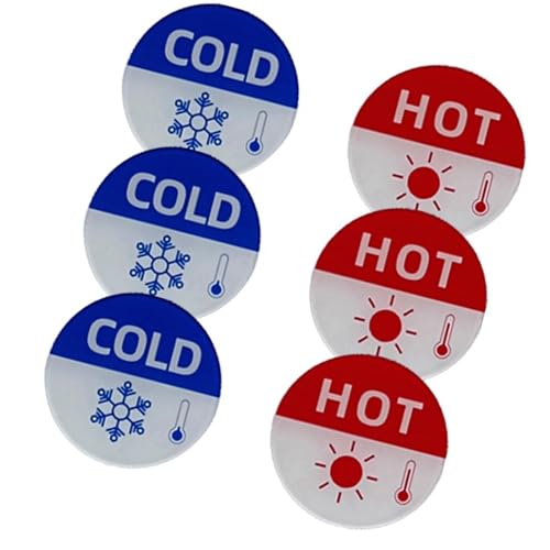 Benutzerfreundliche Wassertemperatur-Etiketten, einfach zu verwendende Wassertemperatur-Etiketten, markieren deutlich heiß und kalt, einfache Installation, einfach zu verwendende Etiketten von BCIOUS