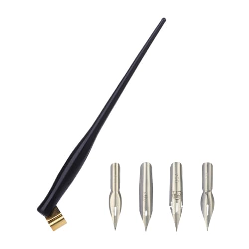 Füllfederhalter Set mit 4 Stiftspitzen, schräg Dip-Stifthalter, verstellbarer Metallflansch für Anfänger, Künstler, Schreiben, Zeichnen, Kalligraphie-Stift-Set von BCIOUS