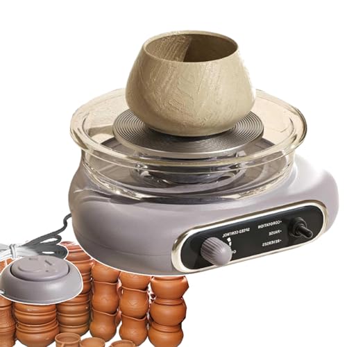 BCJMKDX Töpferscheibe,. Töpferscheibe, Keramik-Formmaschine mit Gravurwerkzeugen und Zeichenstift – Keramik-Drehtellermaschine for Erwachsene, Kinder und Anfänger(Gray) von BCJMKDX