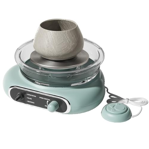 BCJMKDX Töpferscheibe,. Töpferscheibe, Keramik-Formmaschine mit Gravurwerkzeugen und Zeichenstift – Keramik-Drehtellermaschine for Erwachsene, Kinder und Anfänger(Green) von BCJMKDX