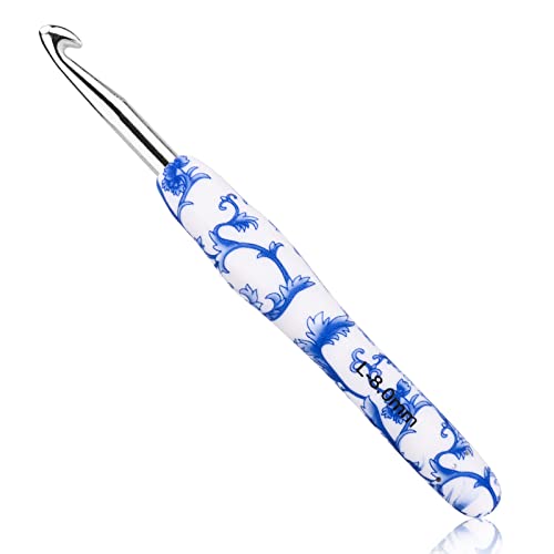 BCMRUN 8 mm (L) große Häkelnadel, ergonomischer Griff, weiche Griffe, Häkelnadel für arthritische Hände, extra lange Stricknadeln für Anfänger und Häkelgarn (8,0 mm-L) von BCMRUN