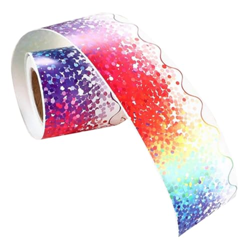 BCOATH 1 Rolle Farbige Wellenrand Aufkleber für Pinnwände Selbstklebende Dekorative Border für Kindergarten Spielzimmer Partys und von BCOATH