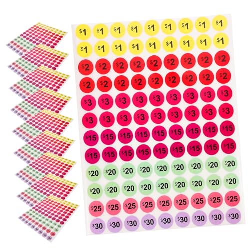 BCOATH 10 Blatt Preisschildaufkleber Einzelhandelspreisaufkleber Preismarkierungsetikett Preisnummernschilder Aufkleber Verkaufsaufkleber Kleine Aufkleber Zum Beschriften Etiketten Für von BCOATH
