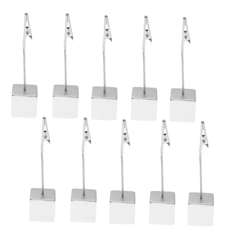 BCOATH 10 Stück Resin Memo Clip Halter mit Würfelbasis Transparenter Würfel notizhalter mit Silberner Krokodilklemme für Fotos Visitenkarten Memo als Hochzeits Schreibtischhalter von BCOATH