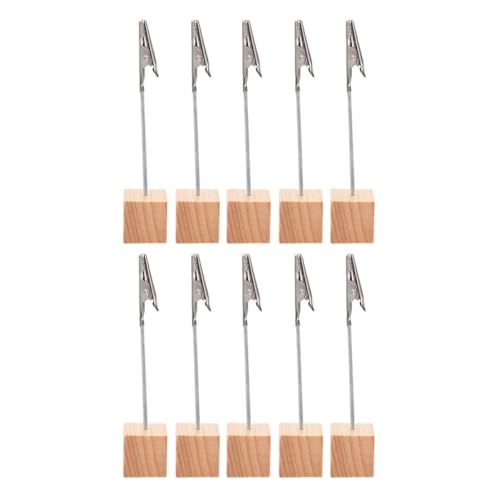 BCOATH 10 Stück Teiliges Retro Holzclips mit Stabilem Ständer Vielseitiger Fotohalter und Memo klammer für Visitenkarten Notizen Kreative Tischdekoration Langlebig und Sicher aus Holz von BCOATH