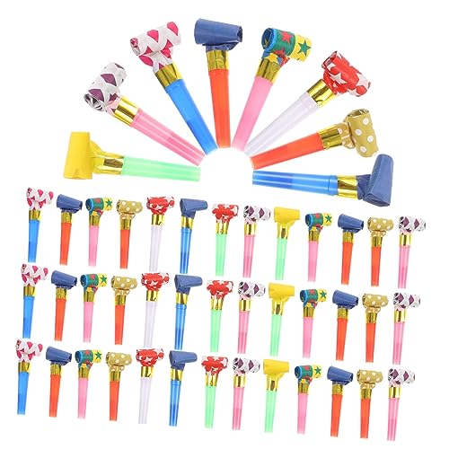 BCOATH 100 Stück Bunte Partytröten Partygebälse aus Kunststoff Lustige Geburtstags und Festtagslärminstrumente Langlebige Noisemaker für Kindergeburtstag und Feierlichkeiten von BCOATH