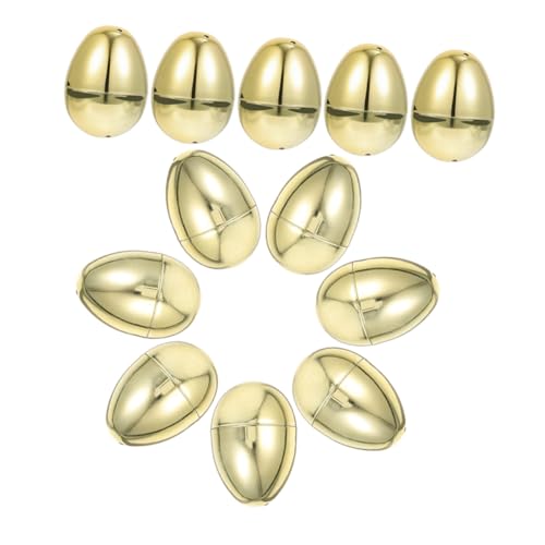 BCOATH 12 Stück Teiliges Goldene Plastikeier Befüllbare Ostereier mit Leuchtendem Metallic Finish Bruchsicher mit Aufhängeöffnung für Osterparty und Dekoration von BCOATH
