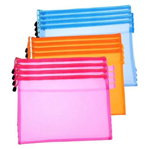 BCOATH 12 Stück Teiliges Reißverschluss Datei Tasche aus PVC Transparente Aufbewahrung für Büromaterialien Kosmetik und Toilettenartikel Blau Orange und Rosa BCOATH 12 Stück Teiliges Reißverschluss Datei Tasche aus PVC Transparente Aufbewahrung für Büromaterialien Kosmetik und Toilettenartikel Blau Orange und Rosa von BCOATH