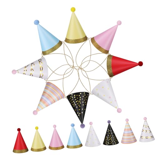 BCOATH 16 Stück Teiliges Partyhütchen Pompons Bunte Geburtstagskegel für Erwachsene Leichte und Robuste Geburtstagskappen für Kleine Feiern und Festliche Dekorationen BCOATH 16 Stück Teiliges Partyhütchen Pompons Bunte Geburtstagskegel für Erwachsene Leichte und Robuste Geburtstagskappen für Kleine Feiern und Festliche Dekorationen von BCOATH