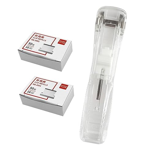 BCOATH 1Satz Klammerloser Hefter Spender Transparenter Clam Clip Dispenser mit Nachfüllklammern für Büro und Studium und Leicht Lösung für Ihre BCOATH 1Satz Klammerloser Hefter Spender Transparenter Clam Clip Dispenser mit Nachfüllklammern für Büro und Studium und Leicht Lösung für Ihre von BCOATH