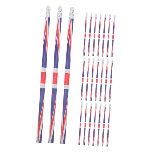 BCOATH 24 Stück Teiliges Schreibbleistifte mit Radiergummi Holzbleistifte mit Britischem Union Jack Motiv Leicht Spitzbar für Büro Schule und Festliche Anlässe von BCOATH