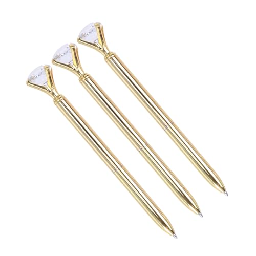 BCOATH 3 Stück Teiliges Kugelschreiber mit Großem Diamant Crystal Goldfarbener Metallkuli Fein Schreibend Verschleißfest Geschenkidee für Schule Büro Alltag BCOATH 3 Stück Teiliges Kugelschreiber mit Großem Diamant Crystal Goldfarbener Metallkuli Fein Schreibend Verschleißfest Geschenkidee für Schule Büro Alltag von BCOATH