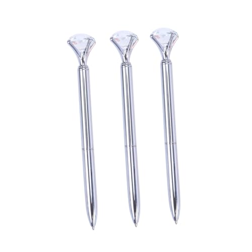 BCOATH 3 Stück Teiliges Kugelschreiber mit Großem Diamant Glanz Silberfarben Metallkugelschreiber mit Feiner Spitze Langlebig und Glatt Schreibend für Schule Büro und Studium BCOATH 3 Stück Teiliges Kugelschreiber mit Großem Diamant Glanz Silberfarben Metallkugelschreiber mit Feiner Spitze Langlebig und Glatt Schreibend für Schule Büro und Studium von BCOATH