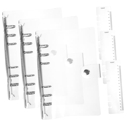 BCOATH 3 Stück Transparente PVC Ringbuch Hüllen Leichtgewichtig Rutschfest Schutz für Notizbücher und Nachfüllbare Ringordner Büro und Schule von BCOATH