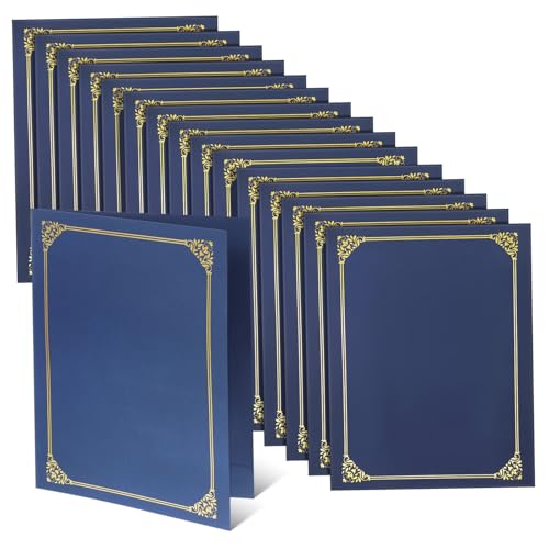 BCOATH 30 Stück Urkundenhüllen mit Goldfolienrand Stabile Urkundenmappe mit Vorgefertigten Ecken Elegante Dokumentenhülle für Zeugnisse Abschlüsse Auszeichnungen Dunkelblau von BCOATH