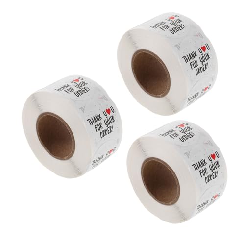 BCOATH 3Roll Dankeschön Aufkleber Selbstklebend Rund Kupferpapier Versiegelungsetiketten Für Verpackung Umschläge Kleine Unternehmen Party Präsentation von BCOATH