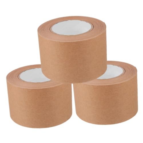 BCOATH 3Rollen Kraftpapier Klebeband Stark Haftendes Beschreibbares Versandband für Kartons Verpacken Versiegeln und Fixieren von Paketen Wasseraktivierbar von BCOATH