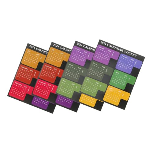 BCOATH 4 Blätter Teiliges Selbstklebende Monatskalender aufkleber Bunte Index etiketten Praktische Kalender sticker für Notizbücher Büro und Zuhause Vielseitig Verwendbar von BCOATH