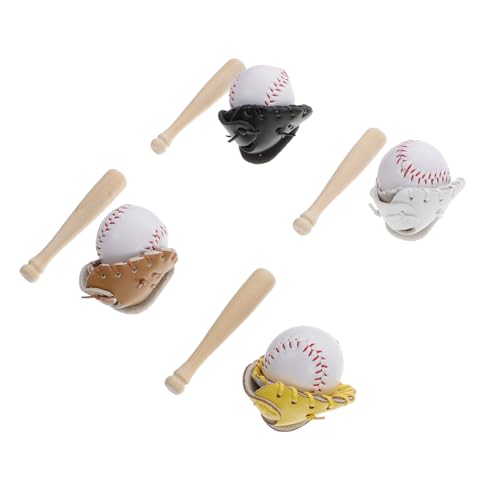 BCOATH 4 Sätze Baseball Schlüsselanhänger Baseballschläger Anhänger Schlüsseldeko für Taschen und Geschenke in Weiß Gelb Schwarz Braun von BCOATH