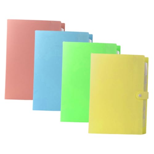 BCOATH 4 Stück Teiliges Fächermappe Mehrschichtiger Dokumenten Organizer aus Robustem PP Material mit Knopfverschluss Farbig Sortierte Aktenordner für Büro Schule und Zuhause Leicht und von BCOATH