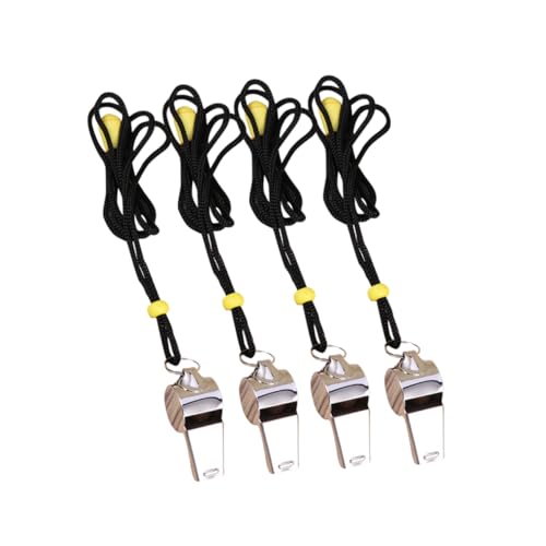 BCOATH 4 Stück Teiliges Schiedsrichterpfeifen mit Lanyard Lauter Metallpfeifen für Fußball Trainer Sport und Notfälle Robust Handfreies Tragen für Schiedsrichter und Rettungskräfte von BCOATH