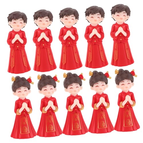 BCOATH 5 Paare Miniatur Chinesisches Brautpaar Figurines Traditionelle Hochzeitstorten-deko Micro Landscape DIY Hochzeitsdekor Braut Bräutigam Statue für Asiatische Feierlichkeiten von BCOATH