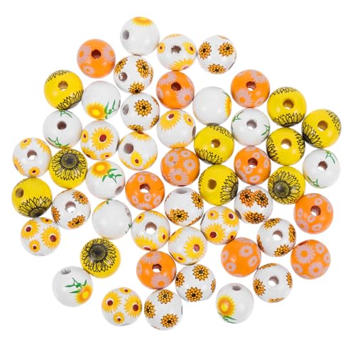 BCOATH 50 Stück Bunte Holzperlen mit Blumenmuster Handgefertigte DIY Schmuckperlen Vielseitige Runde Holzkugeln für Armband Halskette Girlanden und Bastelzubehör BCOATH 50 Stück Bunte Holzperlen mit Blumenmuster Handgefertigte DIY Schmuckperlen Vielseitige Runde Holzkugeln für Armband Halskette Girlanden und Bastelzubehör von BCOATH