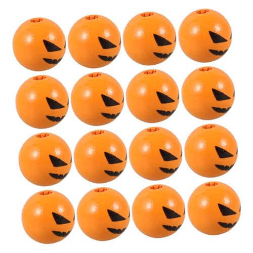 BCOATH 50 Stück Halloween Holzperlen mit Gedrucktem Gesichter-design Runde Bastelperlen für DIY Schmuckherstellung und Festliche Dekoration Langlebig Leicht und Farbbeständig für von BCOATH