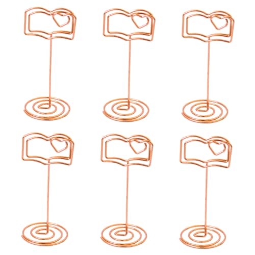 BCOATH 6 Stück Teiliges Metall Tischkartenhalter Buchform Memo Fotoclips Wiederverwendbar für Hochzeit Dekoration und Notizenhalter von BCOATH
