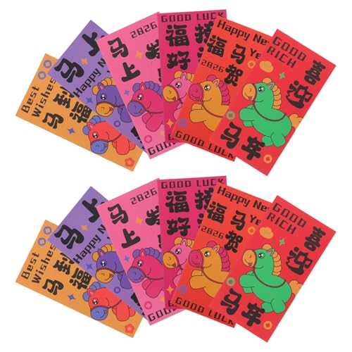 BCOATH 60 Stück Pferde-jahr Geldumschläge aus Beschichtetem Papier Traditionelle Chinesische Rote Umschläge Lunar Year Packet für Frühlingsfest und Festtagsfeiern von BCOATH
