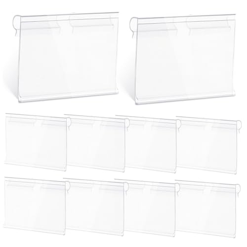BCOATH 60 Stück Transparente PVC Preisschilderhalter mit Doppeltem Haken Wiederverwendbare Etikettenhalter für Supermärkte Restaurants Verkaufsständer Stabile Preisetikettenhalter für von BCOATH