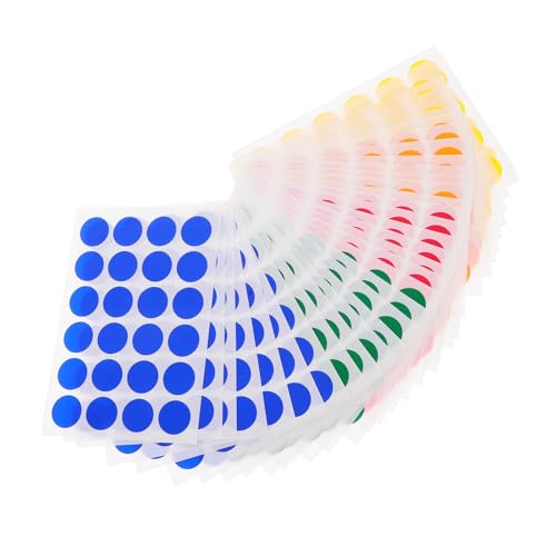 BCOATH 720 Stück Selbstklebende Runde Farbpunkte für Scrapbooking und Etikettierung Bunte Coding Aufkleber für Papierprojekte Farben Rot Blau Orange Grün Gelb von BCOATH